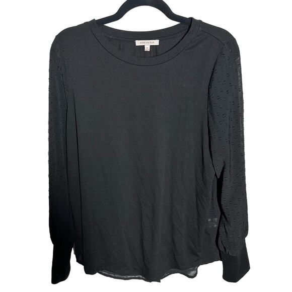 Skies are Blue Women's Black Swiss Dot Back Button Up Blouse Size Medium - Picture 1 of 9